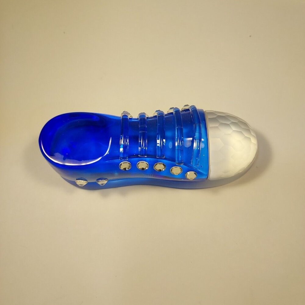 Paperweight Blue Glass SD Simon Designs Crystal Sneaker Frosted Accent 6"x1.75" - Picture 13 of 13